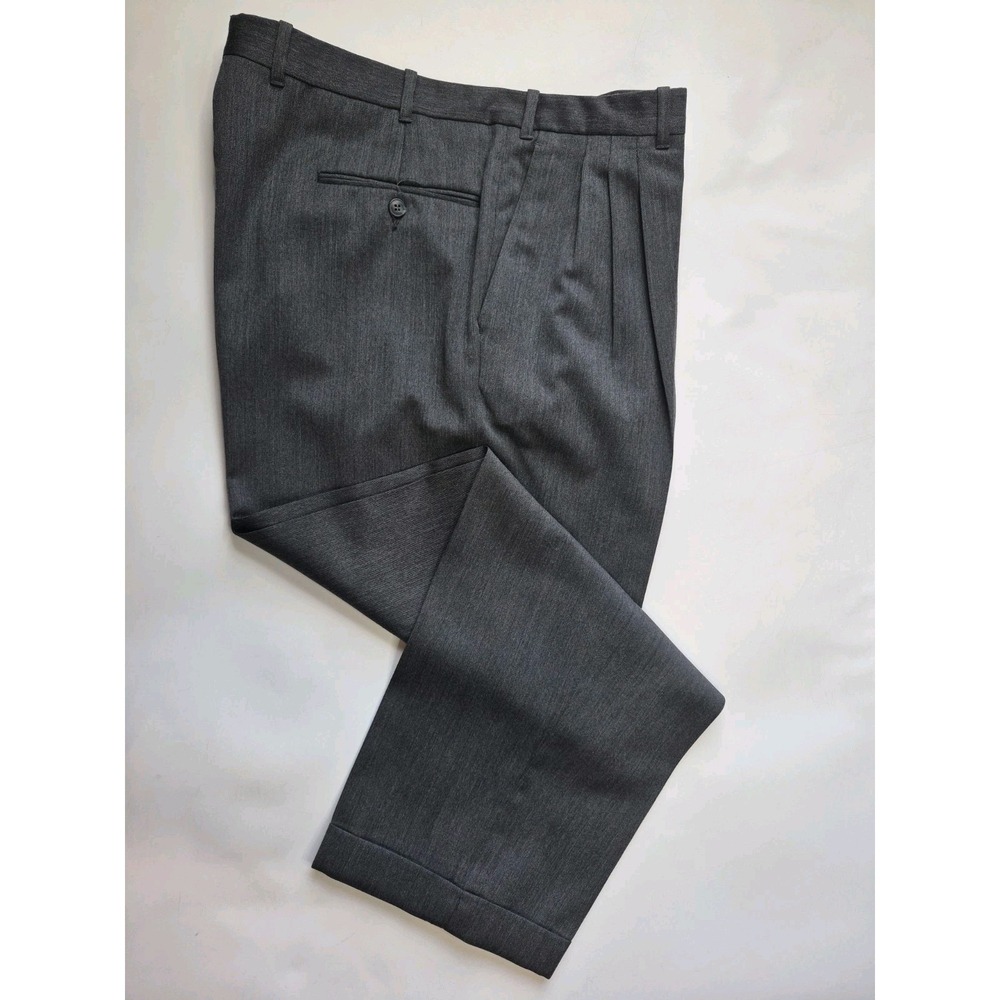Riviera Mens Pleated Wool Dress Pants 38x29 Gray Canada Design II
